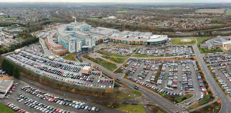 100 healthcare professionals will meet in Peterborough tomorrow to discuss three transformational shifts in healthcare delivery: moving care from hospital to community, transitioning from analogue to digital systems, and shifting focus from sickness to prevention. The health secretary Wes Streeting will be at the event. Image: Peterborough City Hospital by Terry Harris