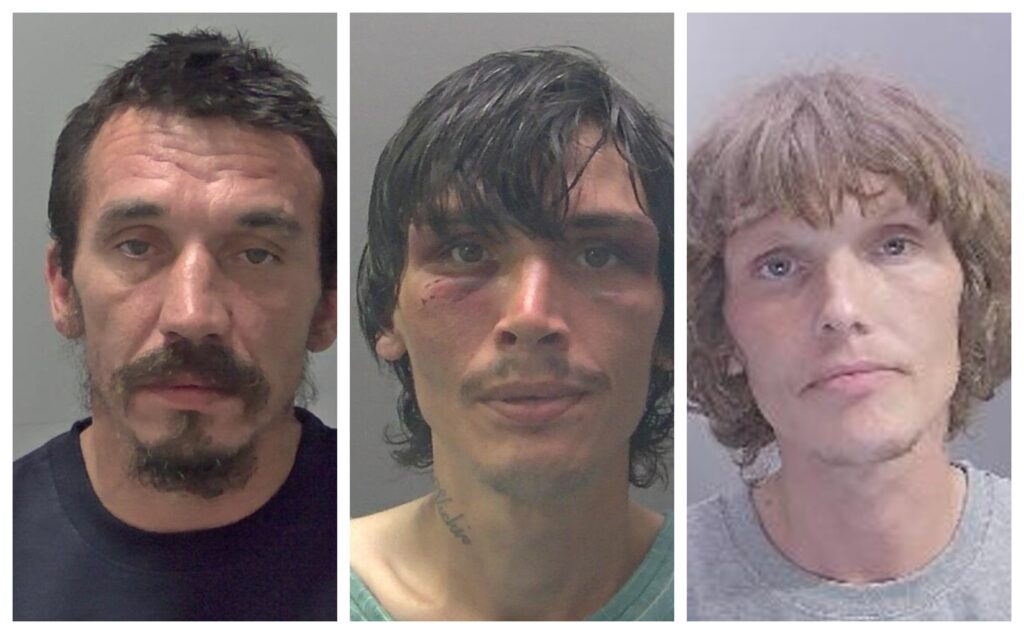 Fred Lamb, 42, was made subject of an interim slavery and trafficking risk order (STRO) banning him from Peterborough city centre, alongside his two brothers, Lucas Lamb, 36, and Joseph Lamb, 35, in October last year. Fred Lamb (left) Joseph Lamb (centre) and Lucas Lamb