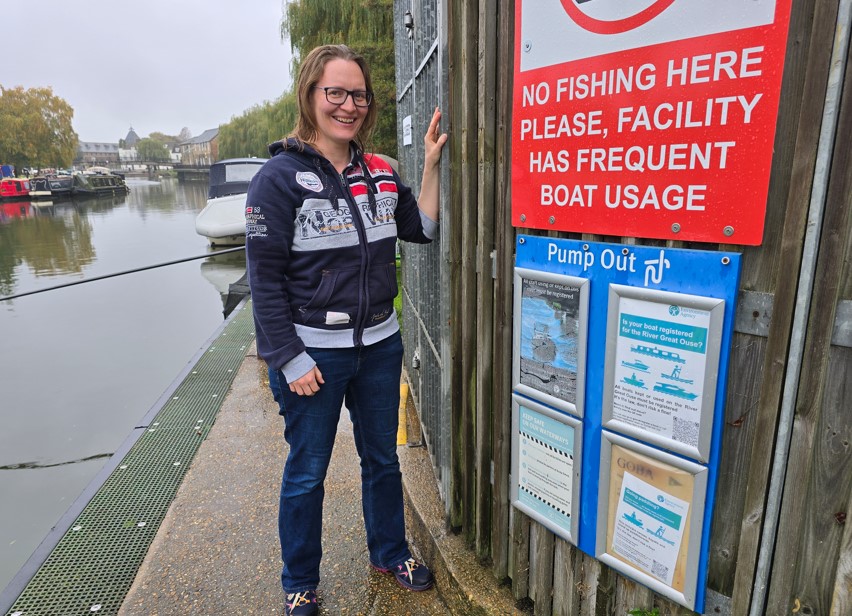 Cllr Kathrin Holtzmann (Lib Dem, Ely East) successfully got East Cambs District Council to agree to write to the Environment Agency calling on it to introduce a by-law against the practice of emptying sewage from ’sea toilets' in 2024. She is pictured by the river at Ely