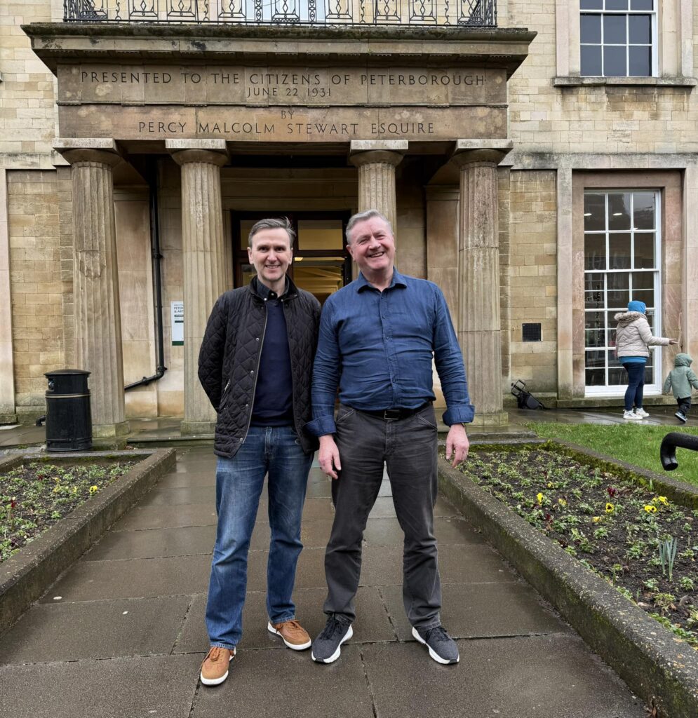 “Great to join friends at Peterborough Museum today to celebrate £137,000 government funding for a new lift to be installed,” says Andrew Pakes (left). “This is a vote of confidence in the museum. There are also funding opportunities on the way. Watch this space”. Pictured with Cllr Dennis Jones, city council leader