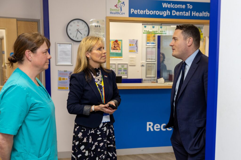 Health Secretary Wes Streeting visited the dental access centre in Peterborough yesterday accompanied by city MP Andrew Pakes and Cllr Anna Smith, Labour candidate for Mayor of the Cambridgeshire and Peterborough Combined Authority. PHOTO: Terry Harris