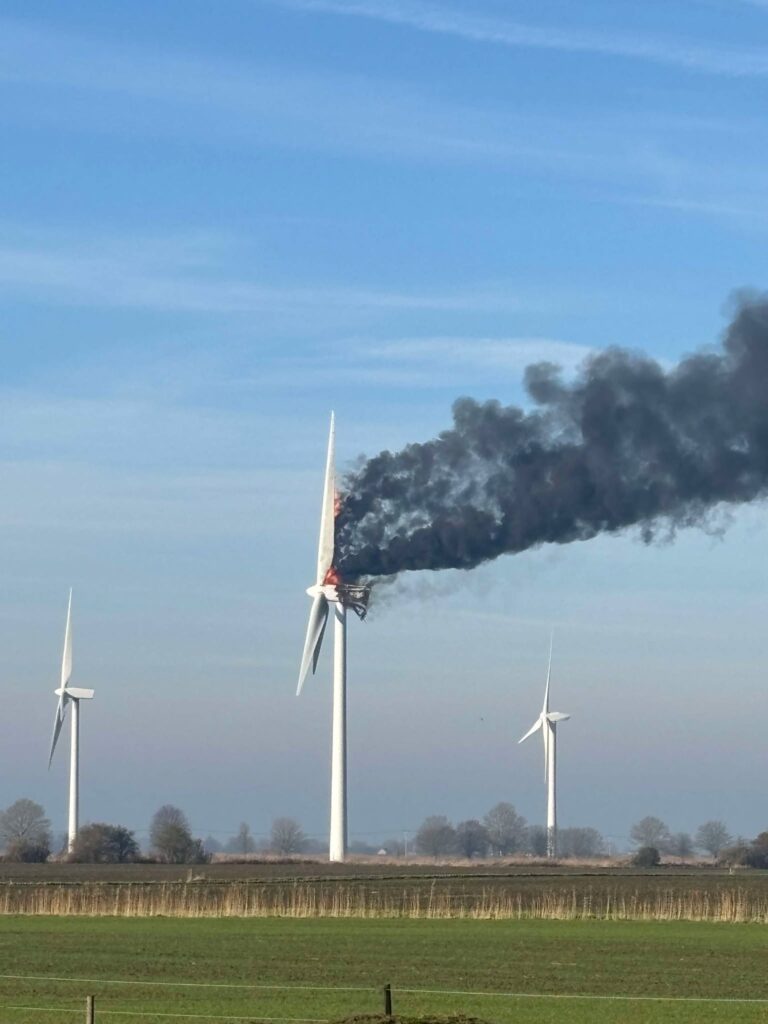 News for Peterborough and Cambridgeshire - Wind turbine on fire at Coldham near Wisbech 