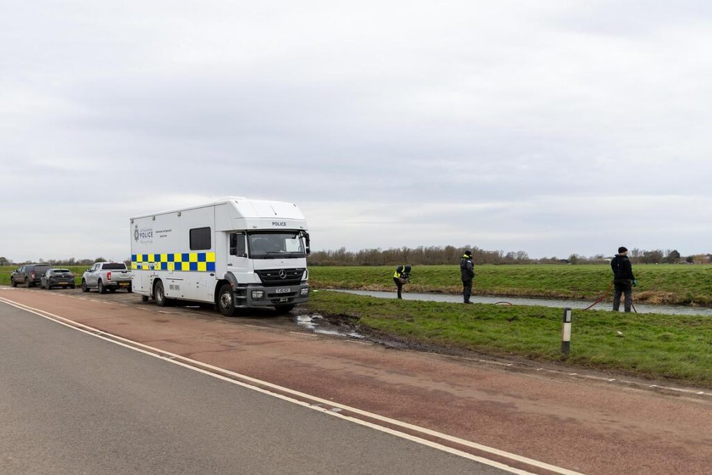 Police divers spent the weekend searching the river near Boots Bridge, Manea, in their bid to find the body of suspected murder victim Julie Buckley of Christchurch near March. A man has been charged with her murder. PHOTO: Terry Harris 