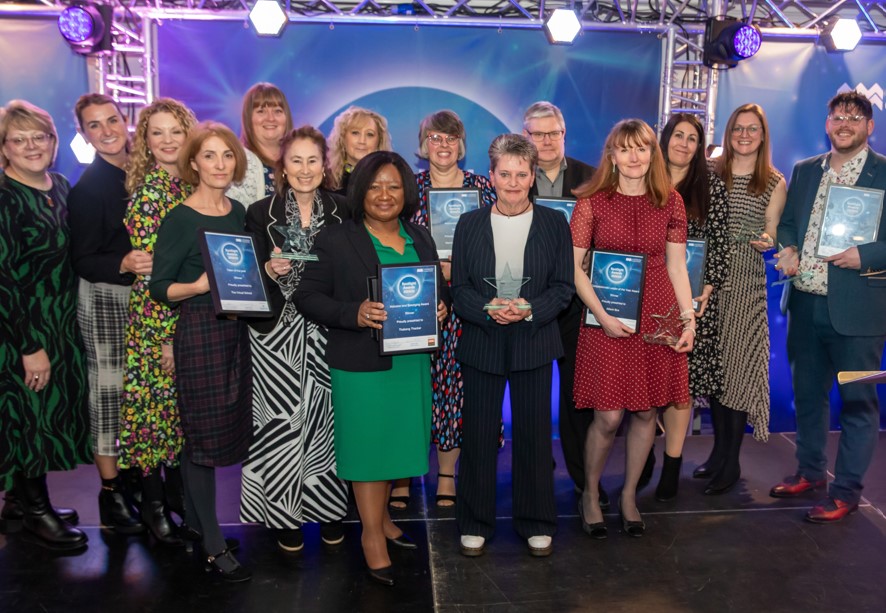 Spotlight Award winners pose with their awards - image credit to Cambridgeshire County Council.