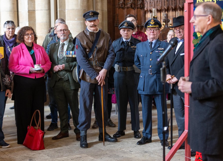 Peterborough Cathedral had some ‘unexpected’ guests posing as historical figures – including Winston Churchill – at the opening of The Longest Yarn exhibition, a breathtaking 80-metre-long portrayal of D-Day through the art of knitting and crochet. PHOTO: Terry Harris 