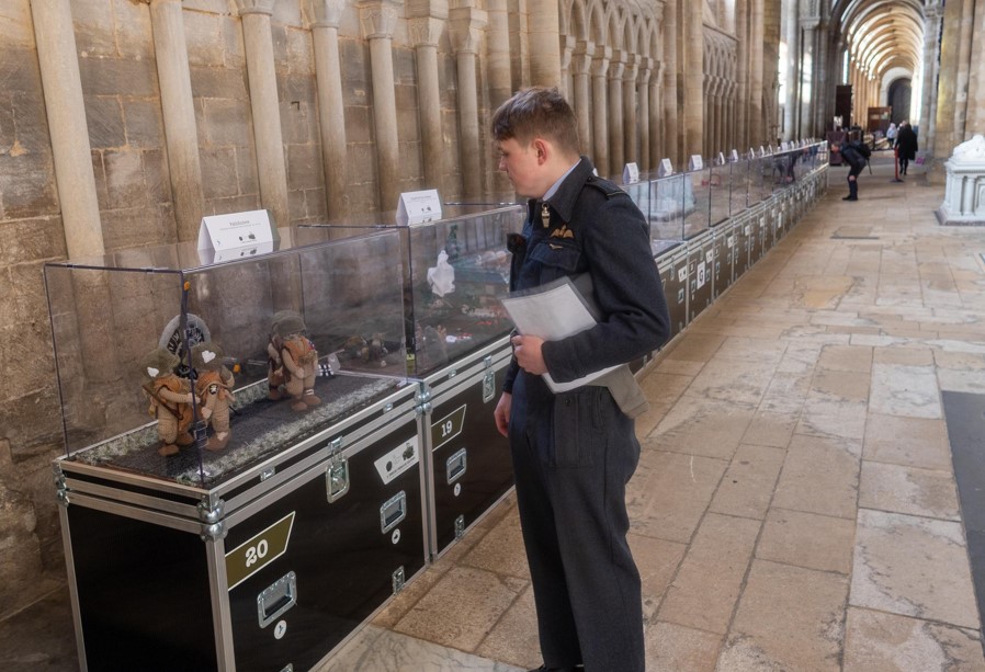 Peterborough Cathedral had some ‘unexpected’ guests posing as historical figures – including Winston Churchill – at the opening of The Longest Yarn exhibition, a breathtaking 80-metre-long portrayal of D-Day through the art of knitting and crochet. PHOTO: Terry Harris 