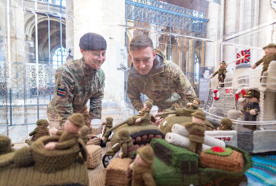 Peterborough Cathedral had some ‘unexpected’ guests posing as historical figures – including Winston Churchill – at the opening of The Longest Yarn exhibition, a breathtaking 80-metre-long portrayal of D-Day through the art of knitting and crochet. PHOTO: Terry Harris 